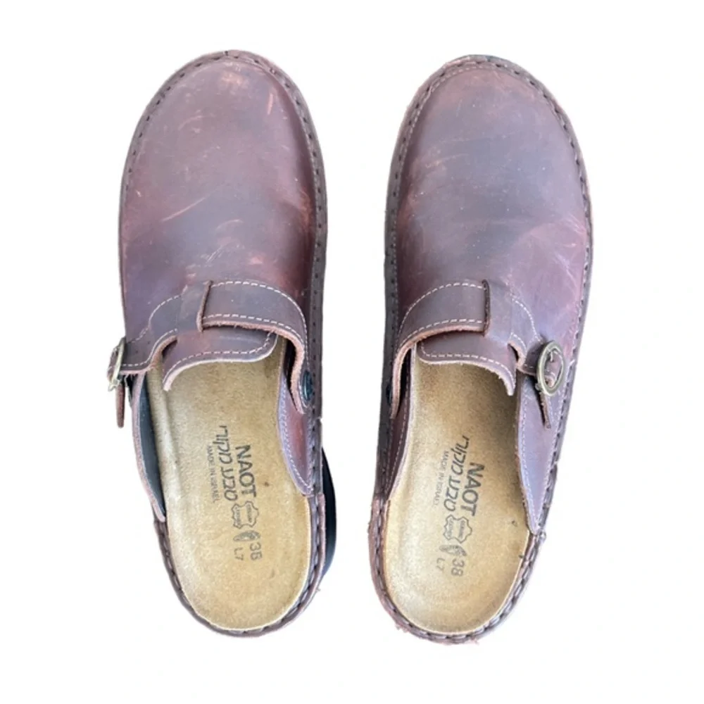 Naot Fiord‎ Brown Leather Buckle Comfort Clog Size 38 or 7